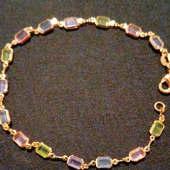 Jewelry - Elegant 18kgf over brass Multicolor Gemstone Anklet